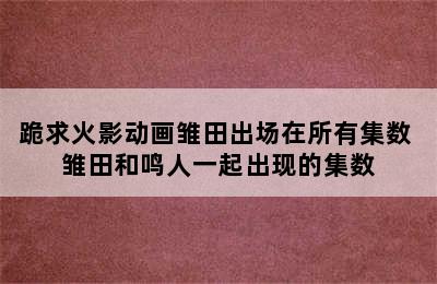 跪求火影动画雏田出场在所有集数 雏田和鸣人一起出现的集数